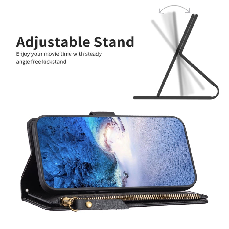 For iPhone 16 Plus 9 Card Slots Zipper Wallet Leather Flip Phone Case