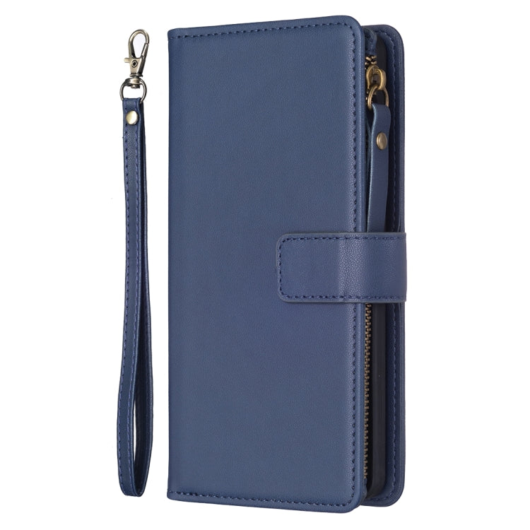 For iPhone 16 9 Card Slots Zipper Wallet Leather Flip Phone Case