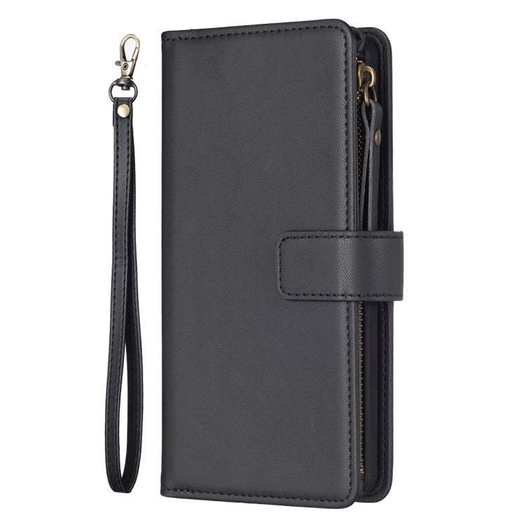 For iPhone 16 9 Card Slots Zipper Wallet Leather Flip Phone Case