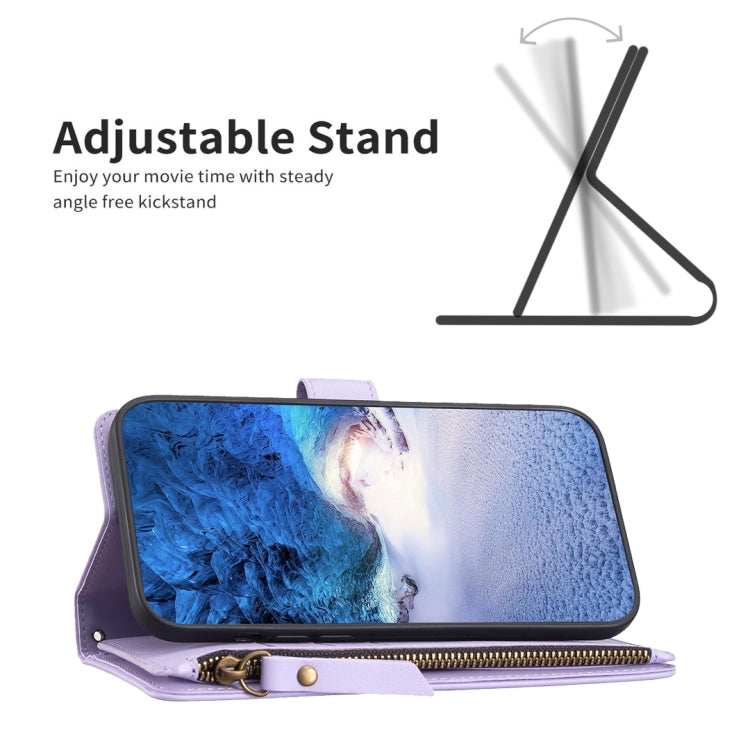 For iPhone 16 9 Card Slots Zipper Wallet Leather Flip Phone Case