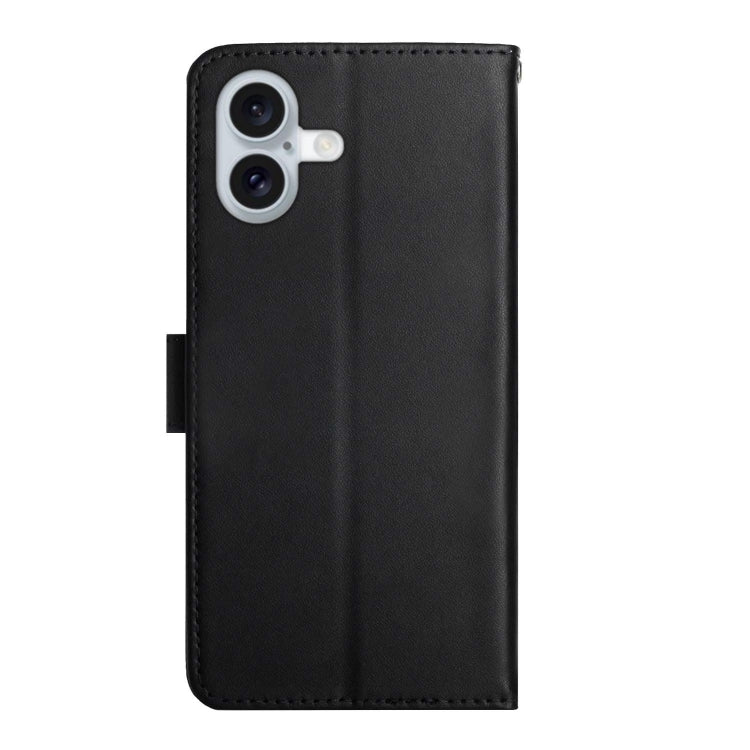 For iPhone 16 Plus Genuine Leather Fingerprint-proof Flip Phone Case