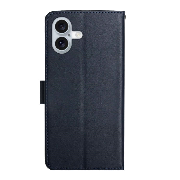 For iPhone 16 Plus Genuine Leather Fingerprint-proof Flip Phone Case
