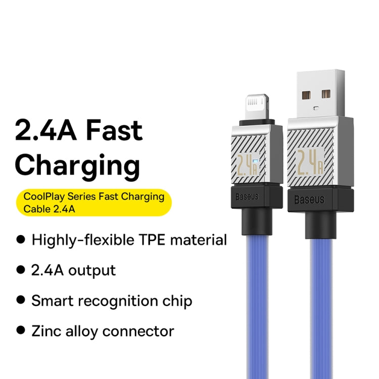 Baseus Cool Play Series 2.4A USB to 8 Pin Fast Charging Data Cable, Length: