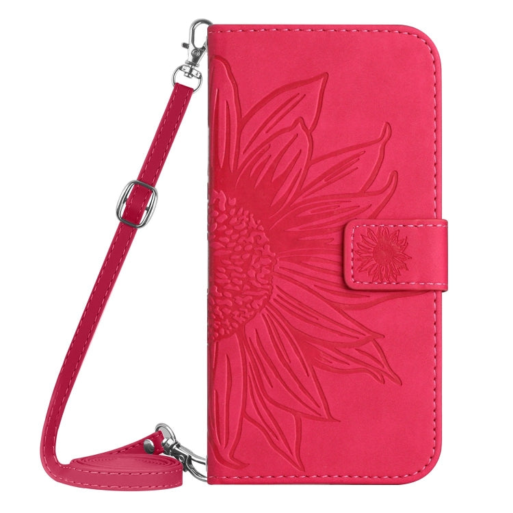 For Realme C63 4G Global/ C61 Skin Feel Sun Flower Embossed Flip Leather Phone Case with Lanyard