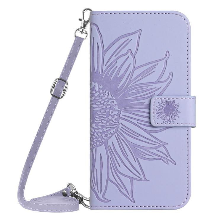 For Realme C83 5G Skin Feel Sun Flower Embossed Flip Leather Phone Case with Lanyard