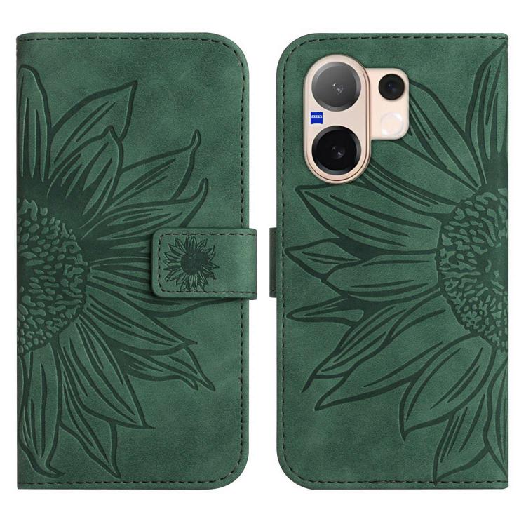 For vivo V60 5G Skin Feel Sun Flower Embossed Flip Leather Phone Case with Lanyard