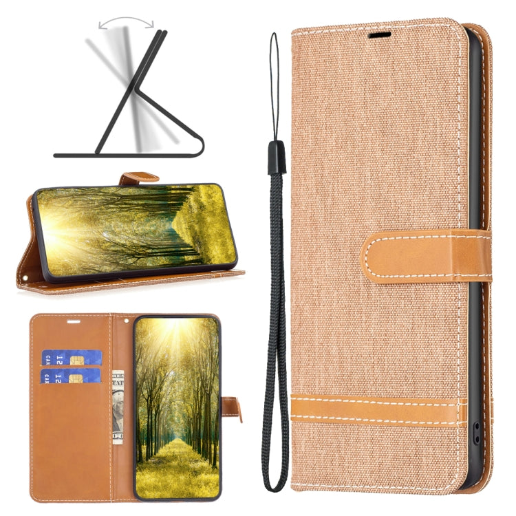 For Xiaomi Redmi 12 4G Color Block Denim Texture Leather Phone Case