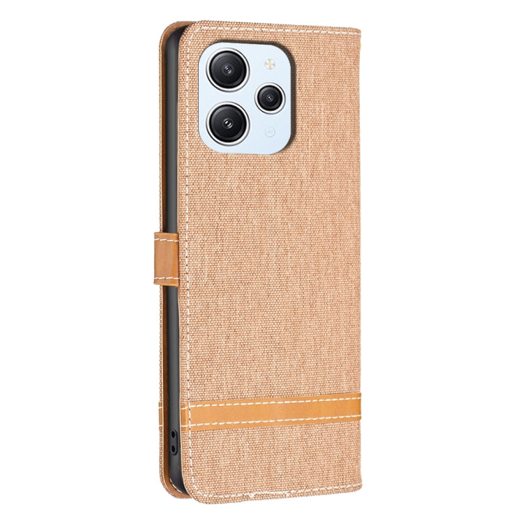 For Xiaomi Redmi 12 4G Color Block Denim Texture Leather Phone Case
