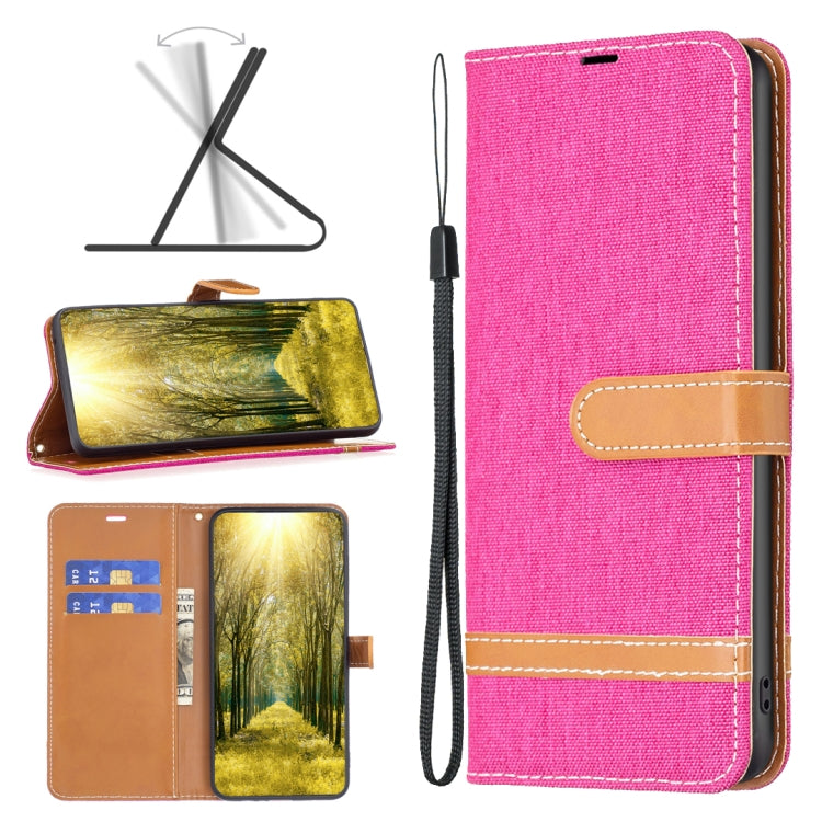 For Xiaomi Redmi 12 4G Color Block Denim Texture Leather Phone Case