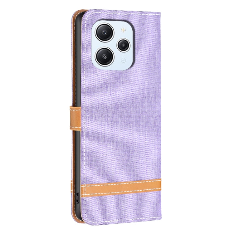 For Xiaomi Redmi 12 4G Color Block Denim Texture Leather Phone Case
