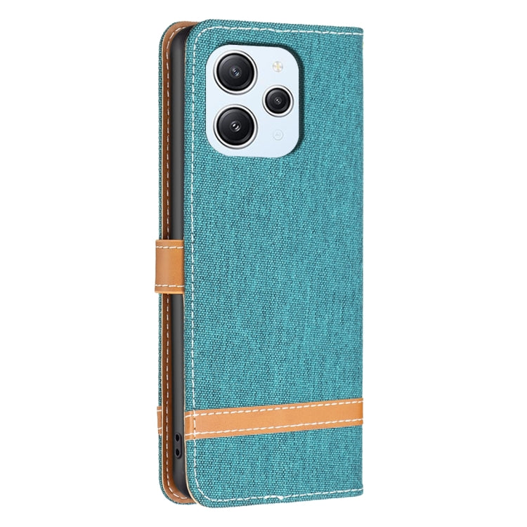 For Xiaomi Redmi 12 4G Color Block Denim Texture Leather Phone Case