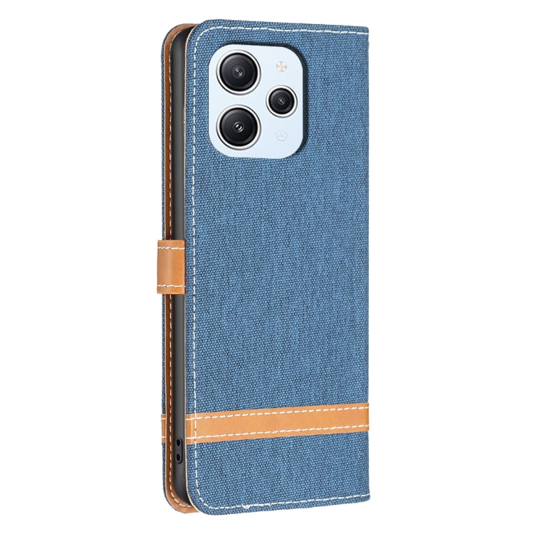 For Xiaomi Redmi 12 4G Color Block Denim Texture Leather Phone Case