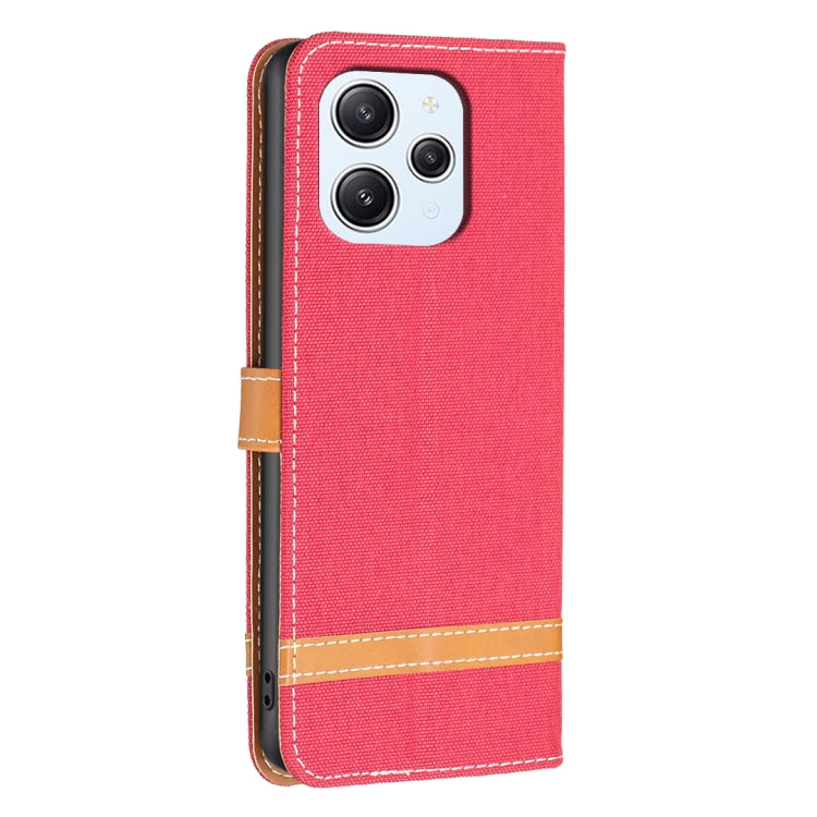 For Xiaomi Redmi 12 4G Color Block Denim Texture Leather Phone Case