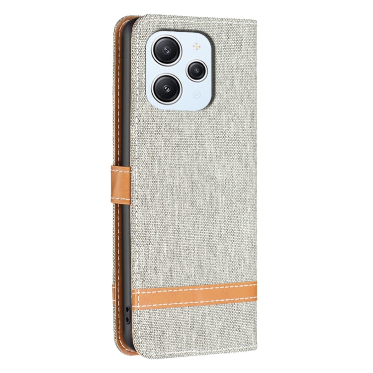 For Xiaomi Redmi 12 4G Color Block Denim Texture Leather Phone Case