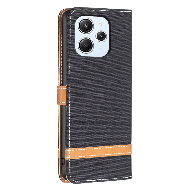 For Xiaomi Redmi 12 4G Color Block Denim Texture Leather Phone Case
