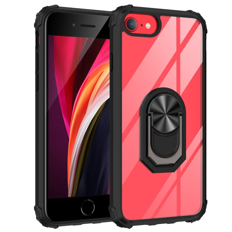 For iPhone SE 2022 / SE 2020 / 8 / 7 / 6 Shockproof Transparent TPU + Acrylic Protective Case with Ring Holder