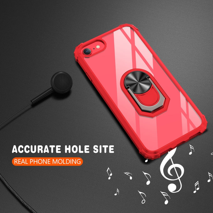 For iPhone SE 2022 / SE 2020 / 8 / 7 / 6 Shockproof Transparent TPU + Acrylic Protective Case with Ring Holder