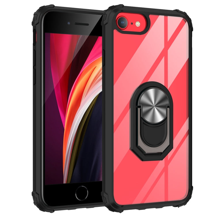 For iPhone SE 2022 / SE 2020 / 8 / 7 / 6 Shockproof Transparent TPU + Acrylic Protective Case with Ring Holder