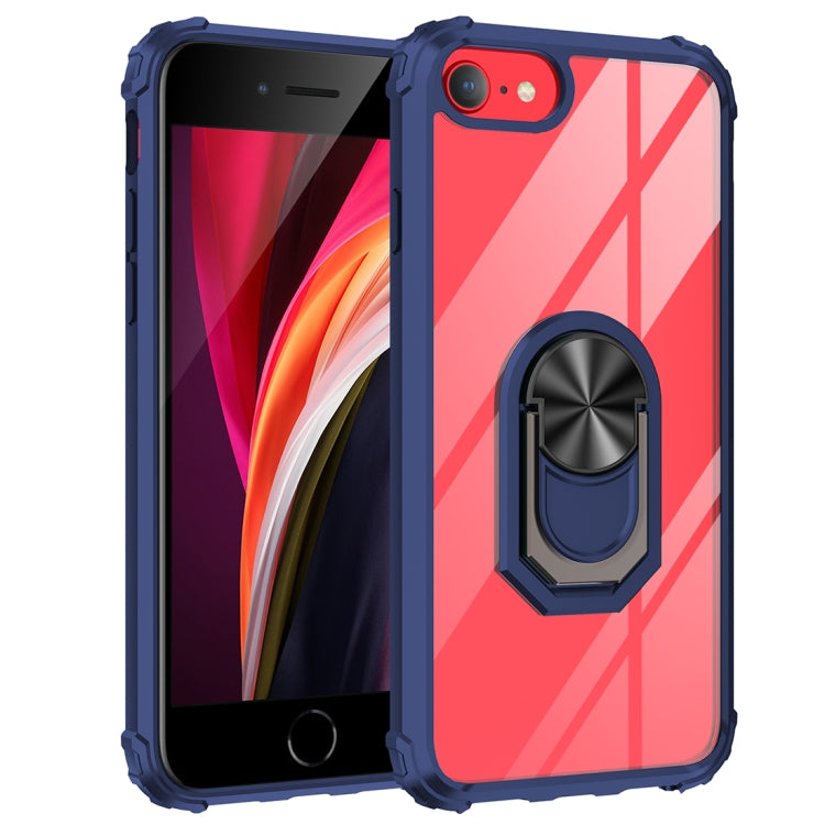 For iPhone SE 2022 / SE 2020 / 8 / 7 / 6 Shockproof Transparent TPU + Acrylic Protective Case with Ring Holder