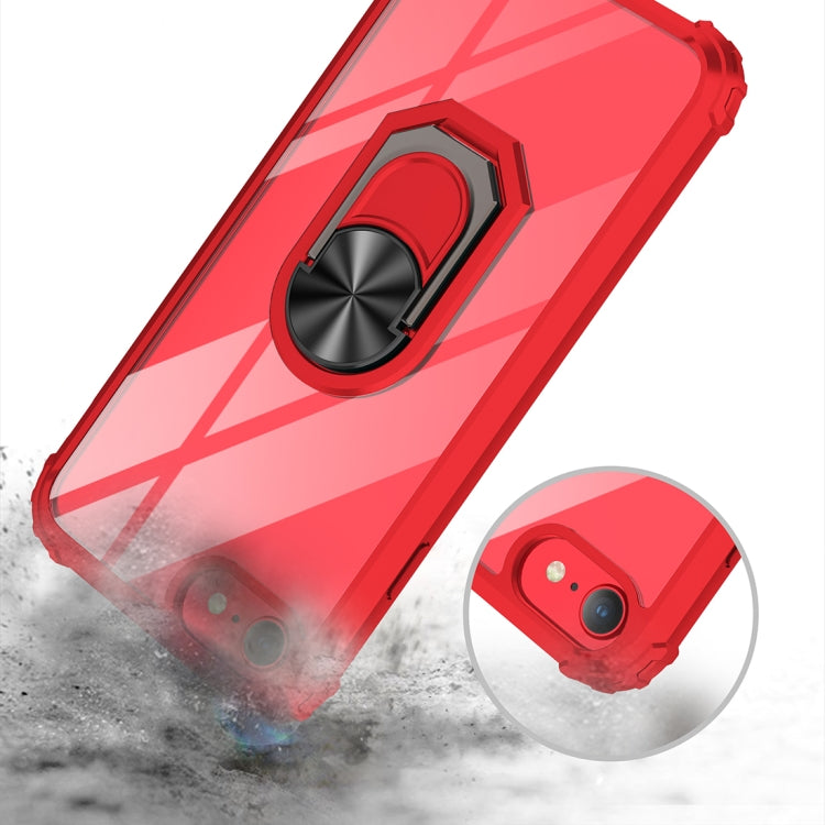For iPhone SE 2022 / SE 2020 / 8 / 7 / 6 Shockproof Transparent TPU + Acrylic Protective Case with Ring Holder