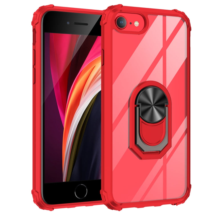 For iPhone SE 2022 / SE 2020 / 8 / 7 / 6 Shockproof Transparent TPU + Acrylic Protective Case with Ring Holder