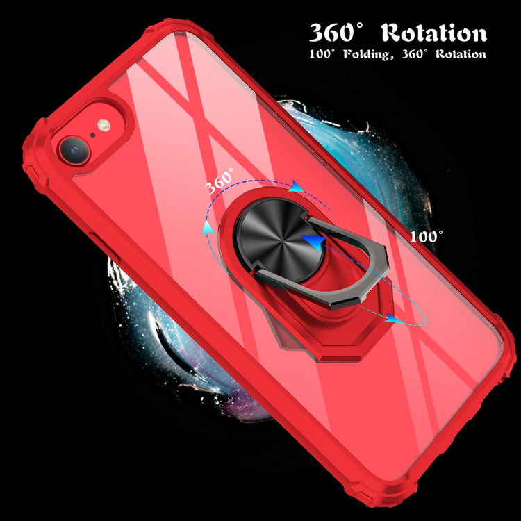 For iPhone SE 2022 / SE 2020 / 8 / 7 / 6 Shockproof Transparent TPU + Acrylic Protective Case with Ring Holder