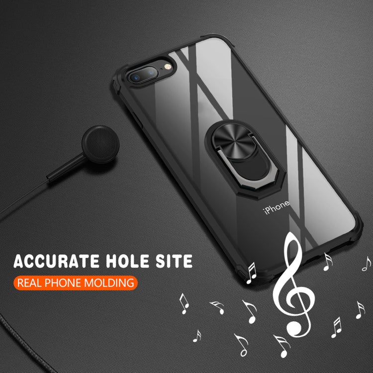 For iPhone 8 Plus / 7 Plus / 6 Plus Shockproof Transparent TPU + Acrylic Protective Case with Ring Holder