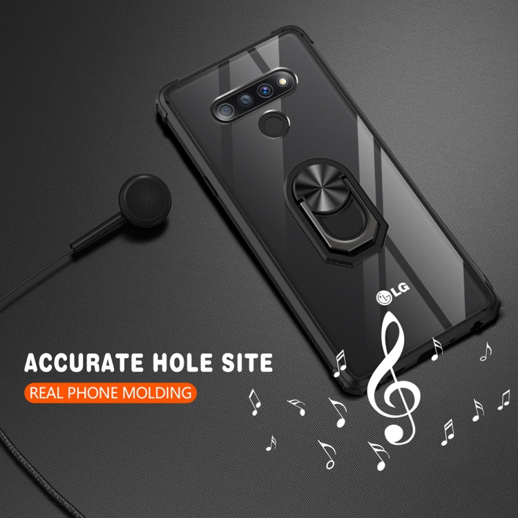 For LG Stylo 6 Shockproof Transparent TPU + Acrylic Protective Case with Ring Holder