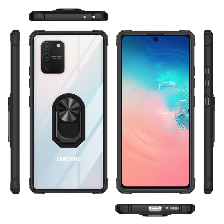 For Samsung Galaxy S10 Lite / A91 Shockproof Transparent TPU + Acrylic Protective Case with Ring Holder