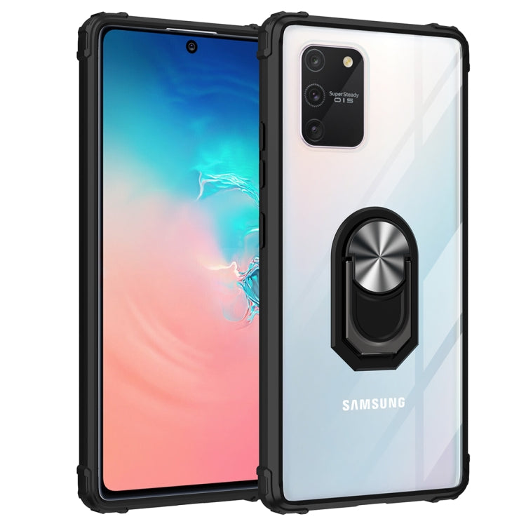 For Samsung Galaxy S10 Lite / A91 Shockproof Transparent TPU + Acrylic Protective Case with Ring Holder