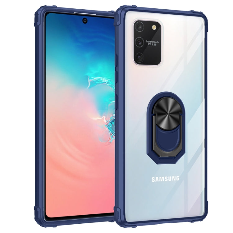 For Samsung Galaxy S10 Lite / A91 Shockproof Transparent TPU + Acrylic Protective Case with Ring Holder