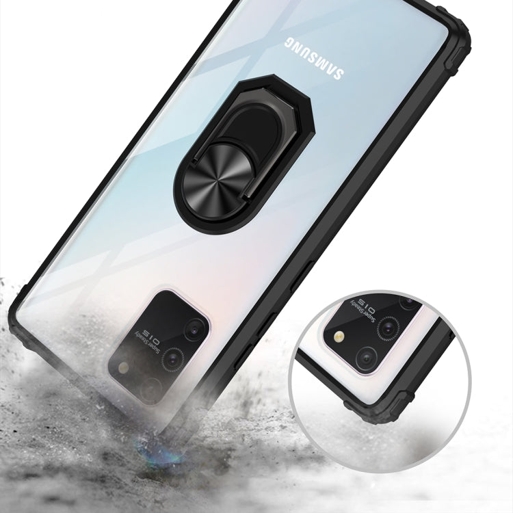For Samsung Galaxy S10 Lite / A91 Shockproof Transparent TPU + Acrylic Protective Case with Ring Holder