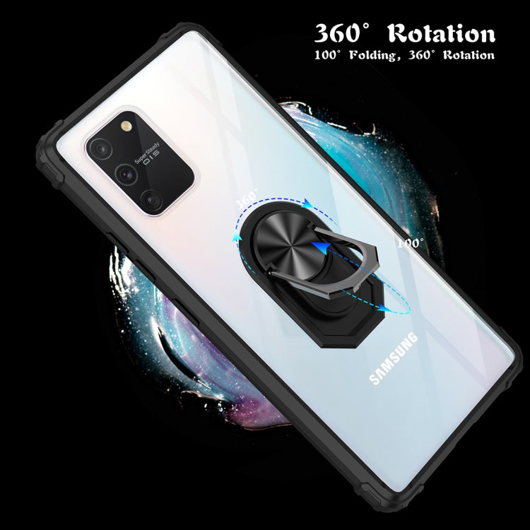 For Samsung Galaxy S10 Lite / A91 Shockproof Transparent TPU + Acrylic Protective Case with Ring Holder
