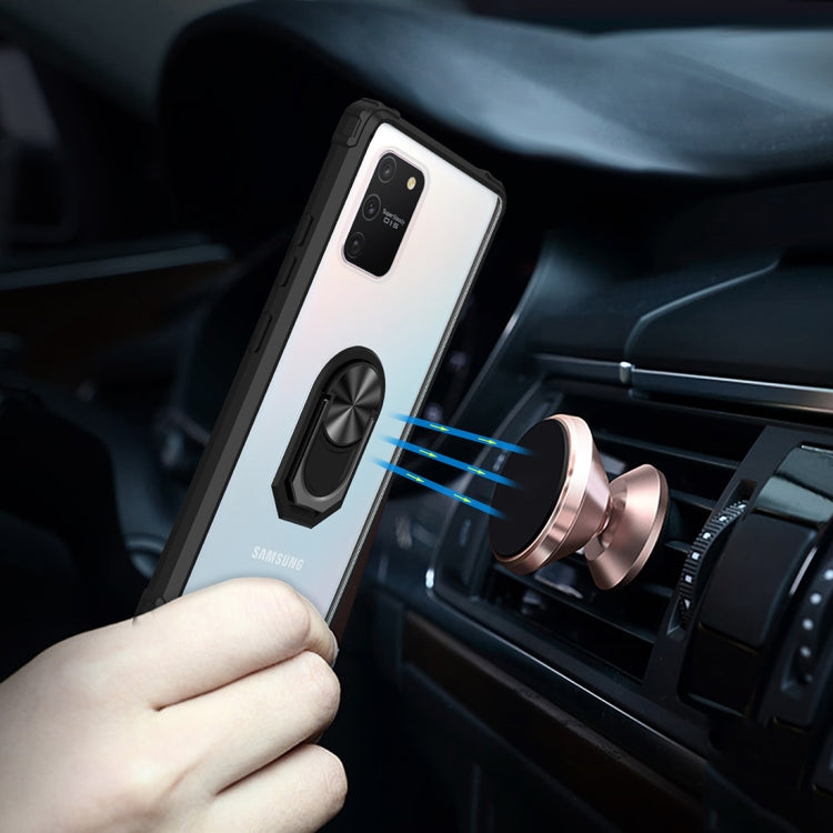 For Samsung Galaxy S10 Lite / A91 Shockproof Transparent TPU + Acrylic Protective Case with Ring Holder