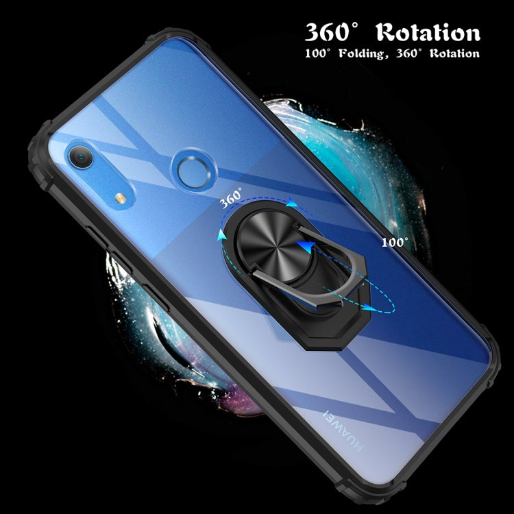 For Huawei Y6s (2019) Shockproof Transparent TPU + Acrylic Protective Case with Ring Holder