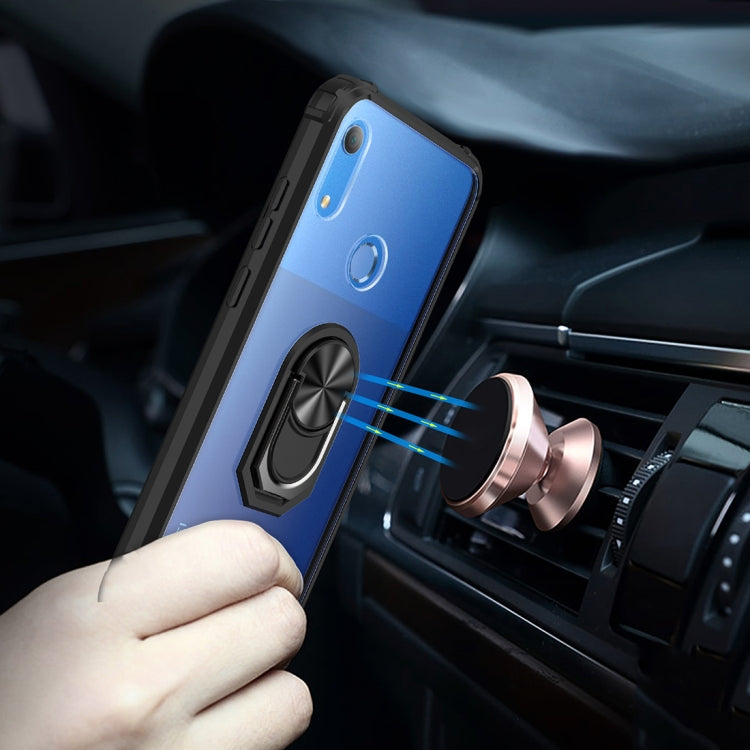 For Huawei Y6s (2019) Shockproof Transparent TPU + Acrylic Protective Case with Ring Holder