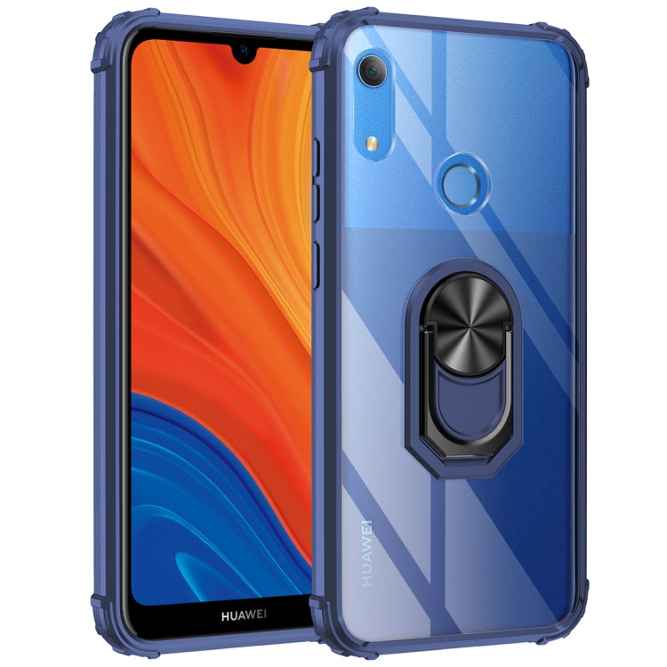 For Huawei Y6s (2019) Shockproof Transparent TPU + Acrylic Protective Case with Ring Holder