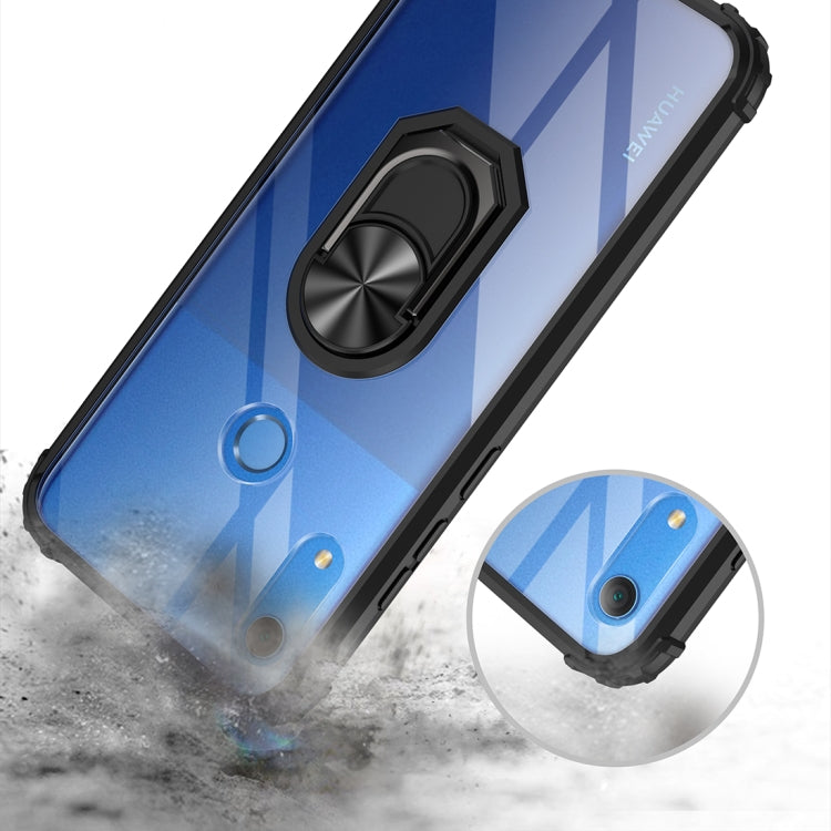 For Huawei Y6s (2019) Shockproof Transparent TPU + Acrylic Protective Case with Ring Holder