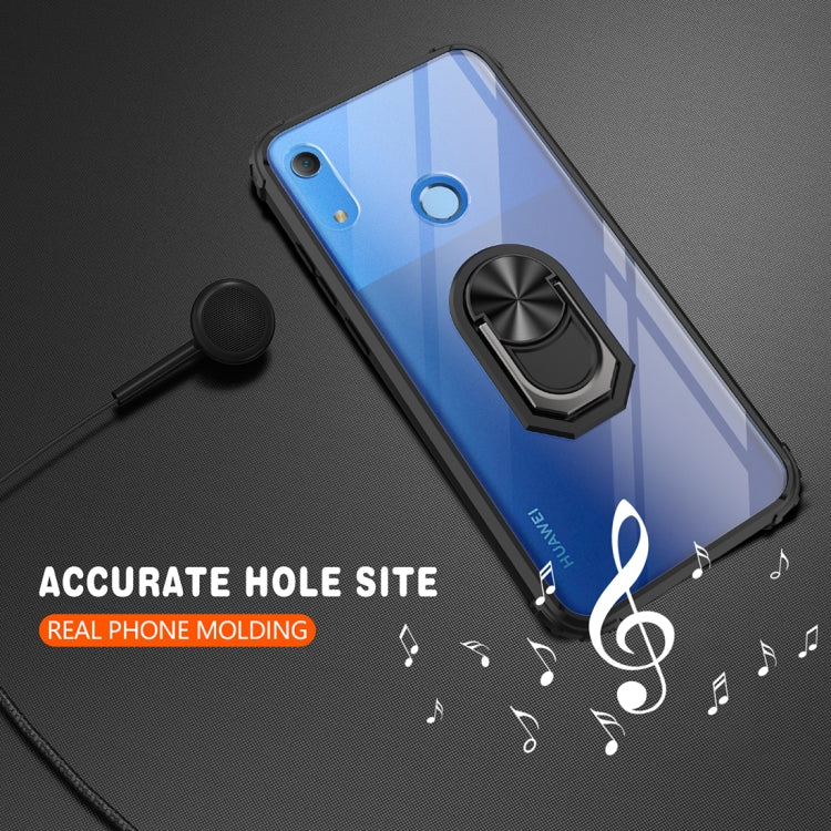 For Huawei Y6s (2019) Shockproof Transparent TPU + Acrylic Protective Case with Ring Holder