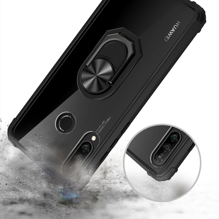 For Huawei P30 lite Shockproof Transparent TPU + Acrylic Protective Case with Ring Holder