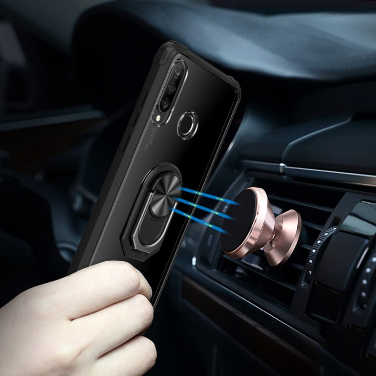 For Huawei P30 lite Shockproof Transparent TPU + Acrylic Protective Case with Ring Holder