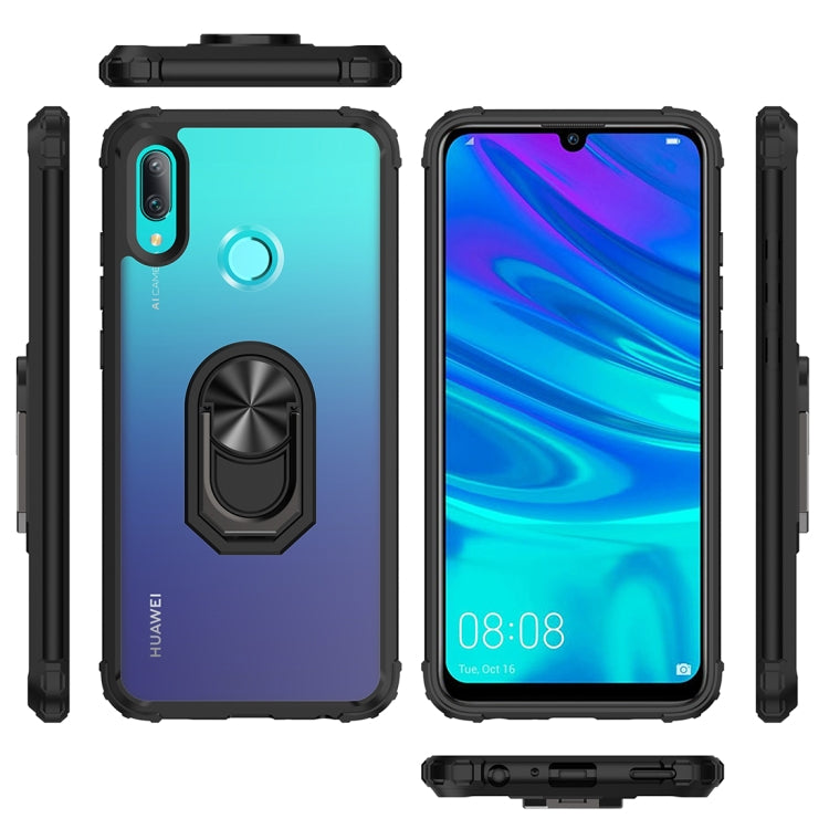 For Huawei P smart 2019 Shockproof Transparent TPU + Acrylic Protective Case with Ring Holder