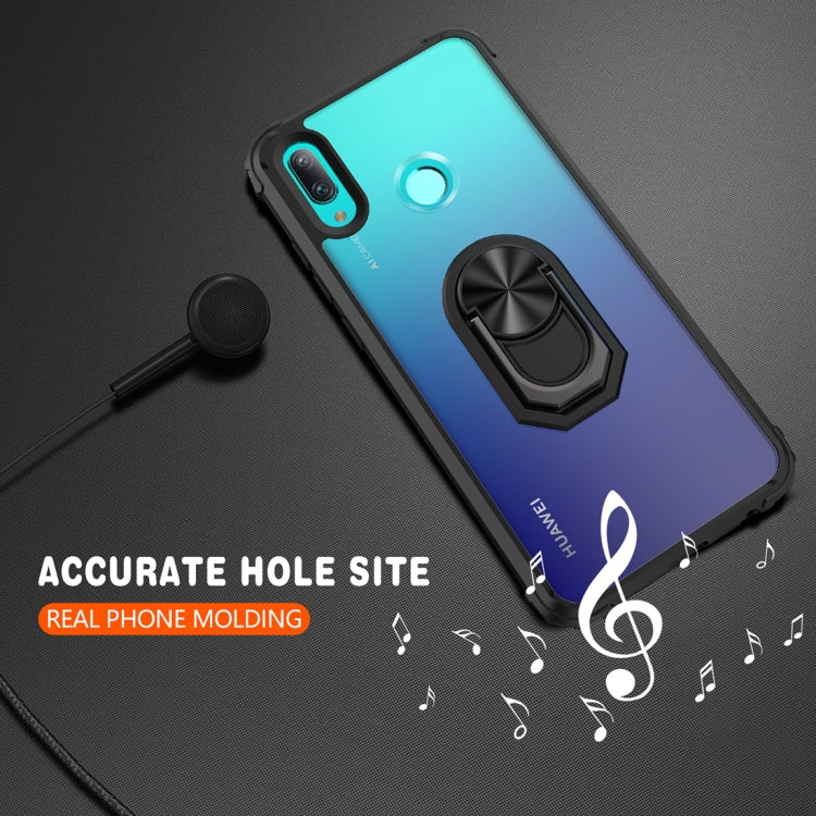 For Huawei P smart 2019 Shockproof Transparent TPU + Acrylic Protective Case with Ring Holder