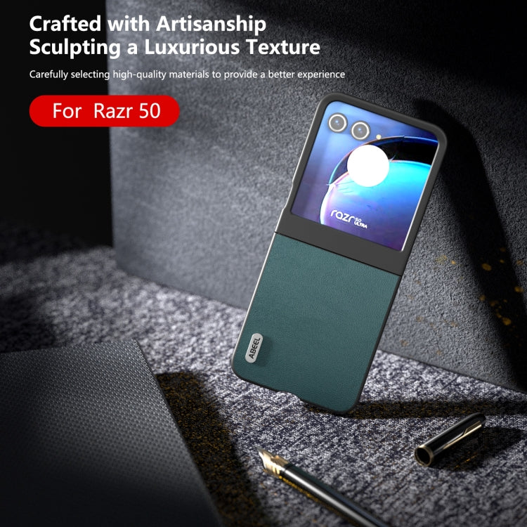 For Motorola Razr 50 ABEEL Genuine Leather Luolai Series Phone Case