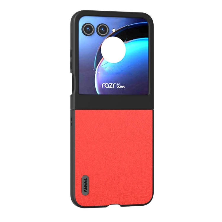 For Motorola Razr 50 ABEEL Genuine Leather Luolai Series Phone Case