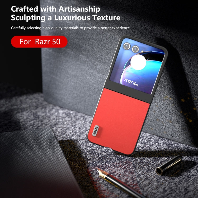 For Motorola Razr 50 ABEEL Genuine Leather Luolai Series Phone Case