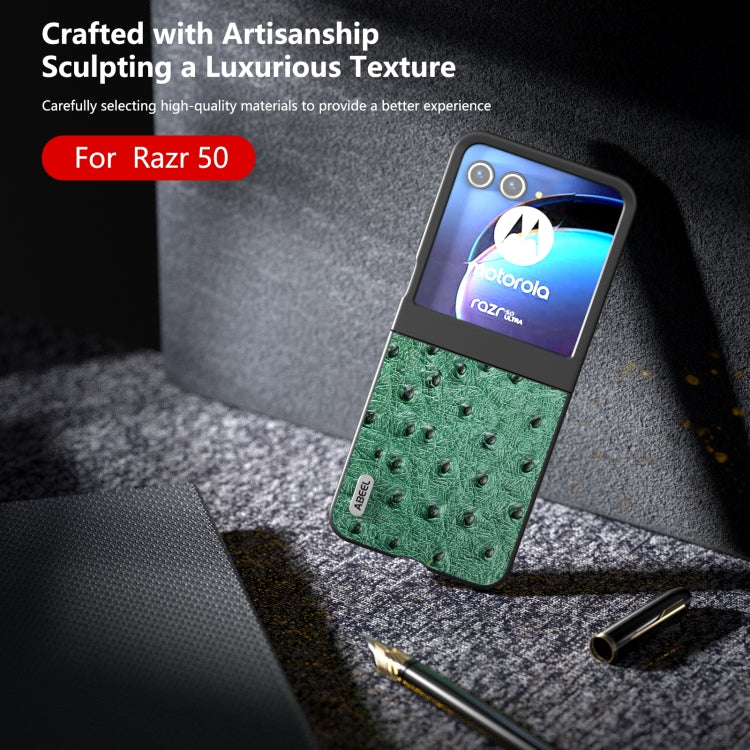 For Motorola Razr 50 ABEEL Genuine Leather Ostrich Texture Phone Case