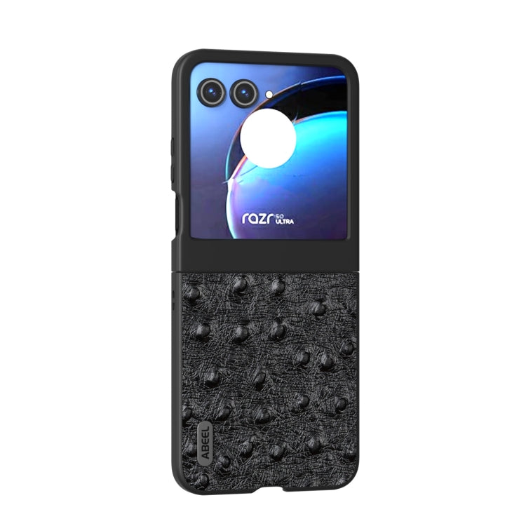 For Motorola Razr 50 ABEEL Genuine Leather Ostrich Texture Phone Case
