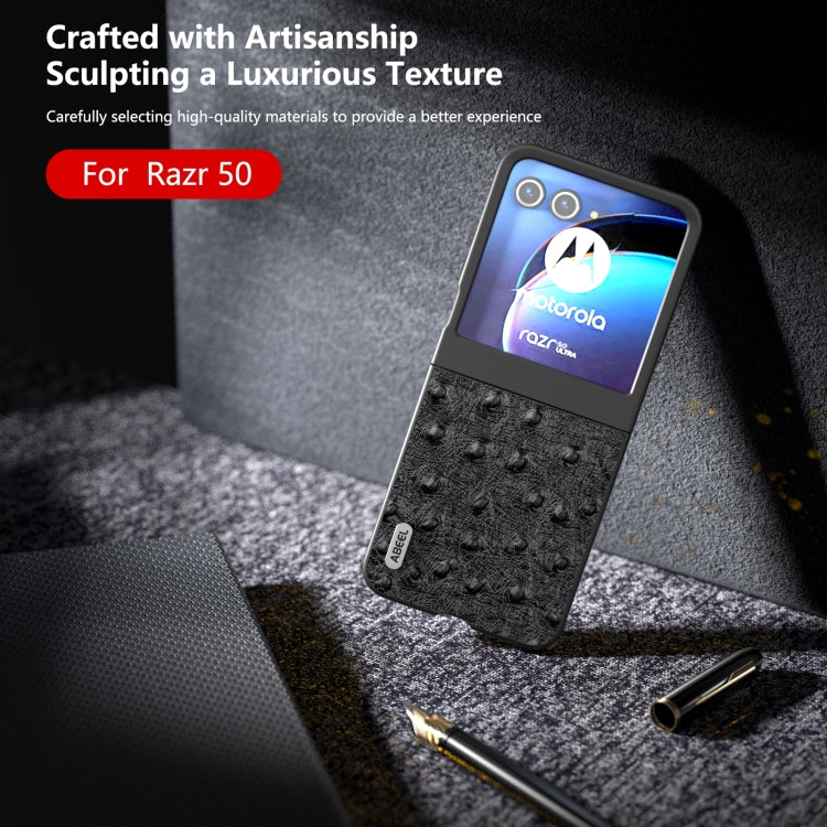 For Motorola Razr 50 ABEEL Genuine Leather Ostrich Texture Phone Case