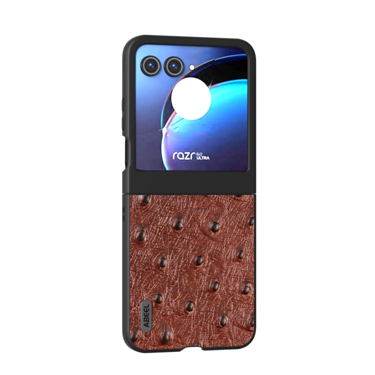 For Motorola Razr 50 ABEEL Genuine Leather Ostrich Texture Phone Case